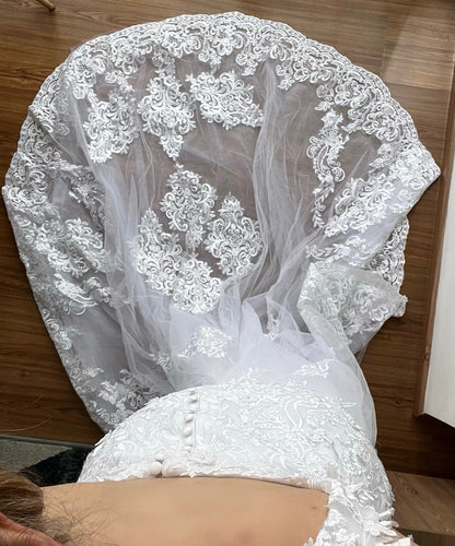 Floral Pearl Lace Mermaid Wedding Gown All Sizes