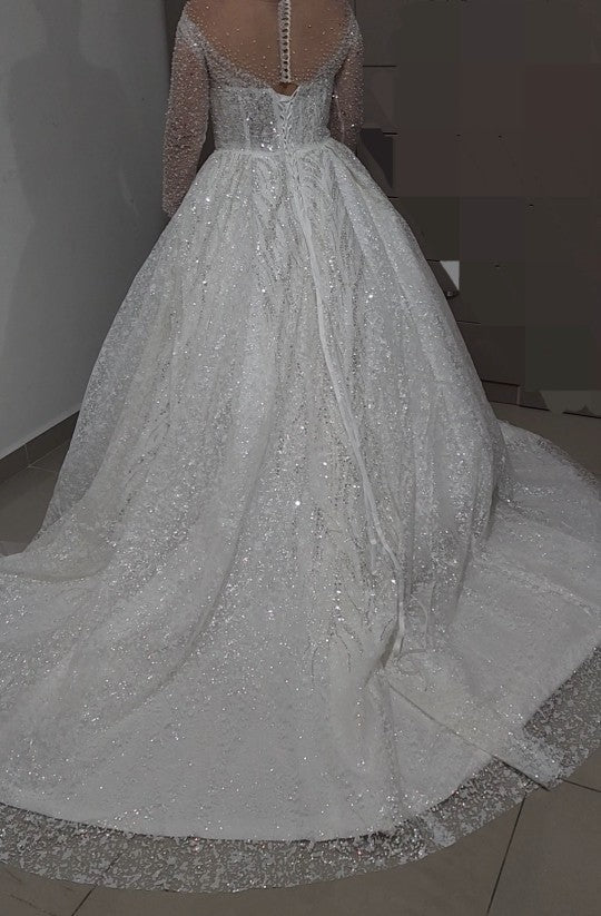 Premium All Over Crystal Ball Wedding Gown All Sizes