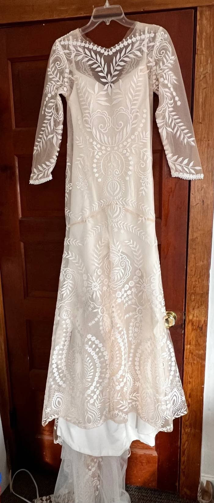 Custom Applique Boho Trumpet Wedding Gown All Sizes/Colors