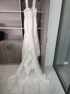 Floral Pearl Lace Mermaid Wedding Gown All Sizes