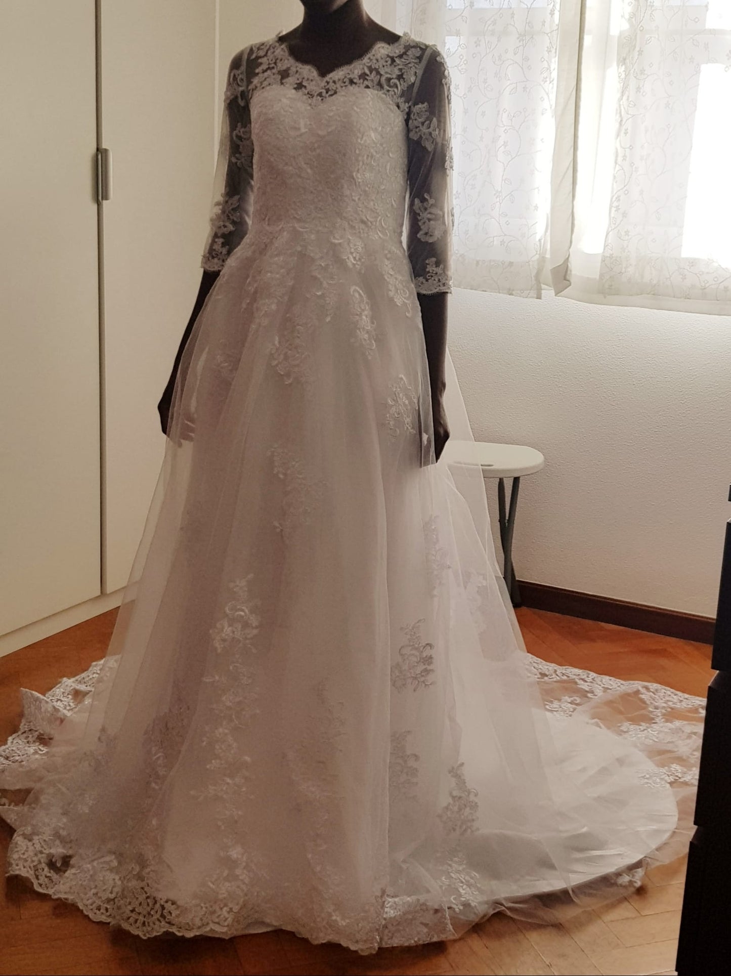 Elegant Lace Applique Wedding Gown All Sizes