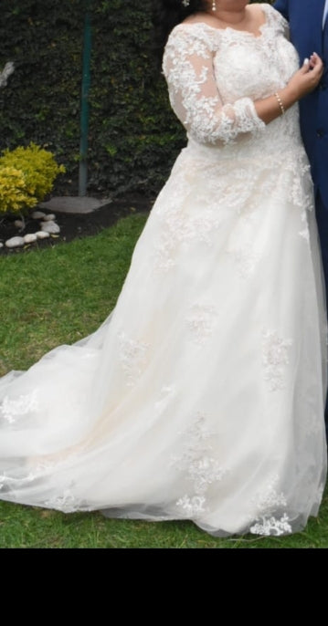 Elegant Lace Applique Wedding Gown All Sizes