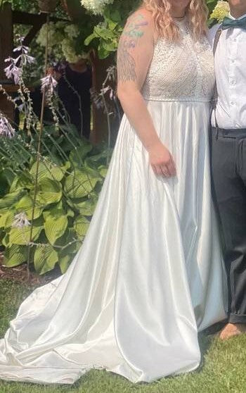 Custom Lace/Satin A Line Boho Wedding Gown All Sizes/Colors