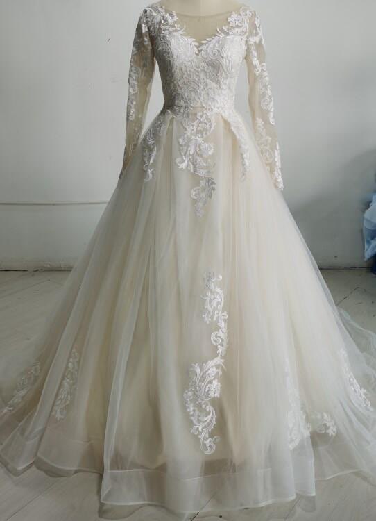 Paisley Lace/Organza Tulle A Line Wedding Gown All Sizes/Colors