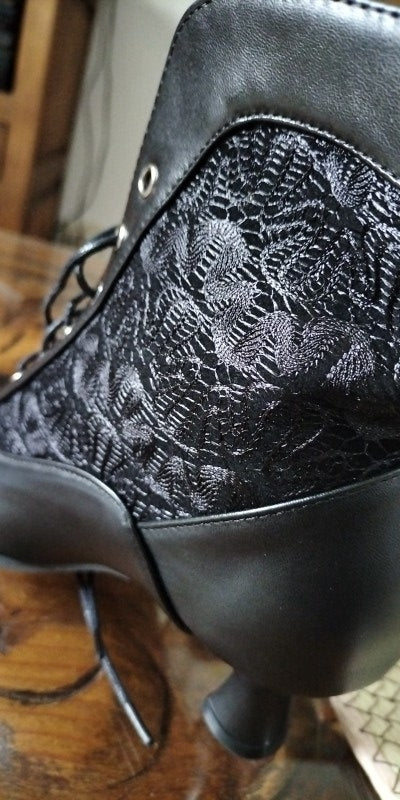 Victorian Faux Leather/Lace Ankle Boots