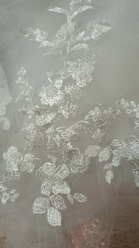 Floral Applique Wedding Veil All Lengths/Colors