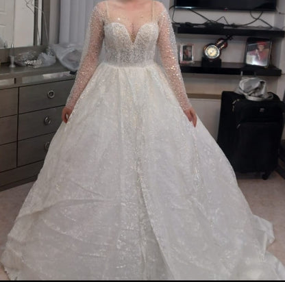 Premium All Over Crystal Ball Wedding Gown All Sizes