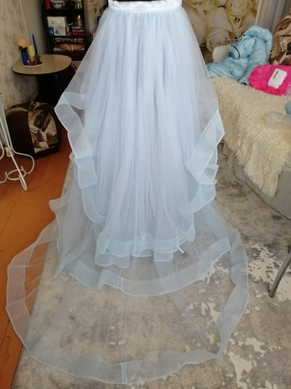 Custom Layered Organza Tulle Detachable Wedding Train All Sizes/Colors