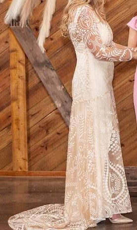 Custom Applique Boho Trumpet Wedding Gown All Sizes/Colors