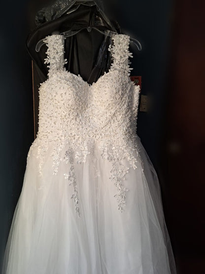 Pearled Floral Ball Wedding Gown