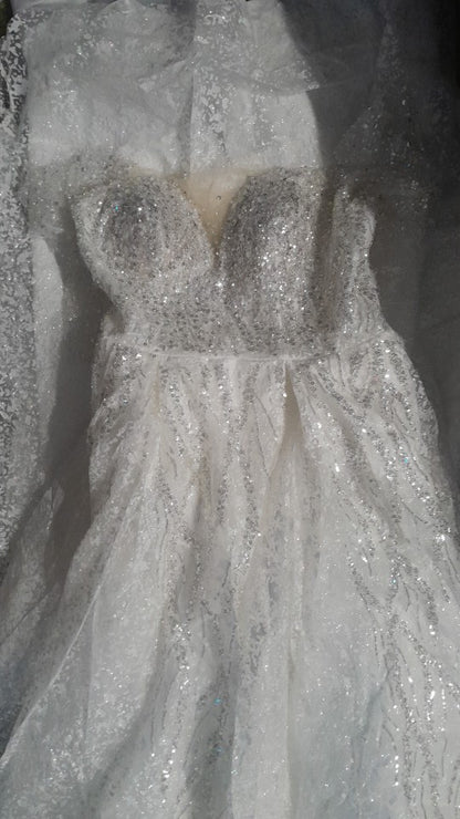 Premium All Over Crystal Ball Wedding Gown All Sizes