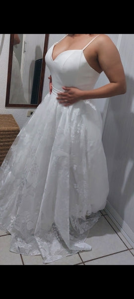 Flocked Floral Tulle Wedding Gown All Sizes/Colora