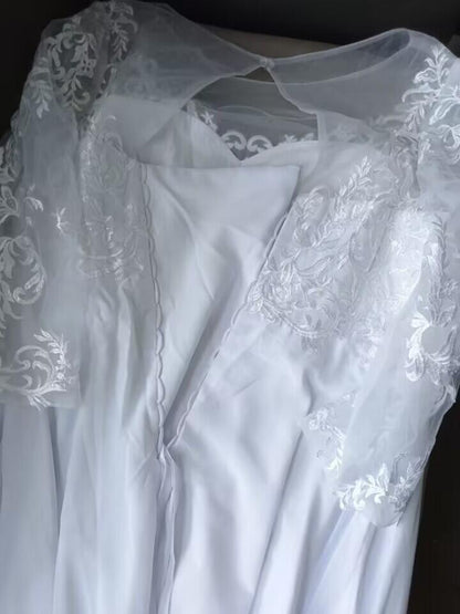 Scroll Lace/Chiffon A Line Wedding Gown All Sizes/Colors