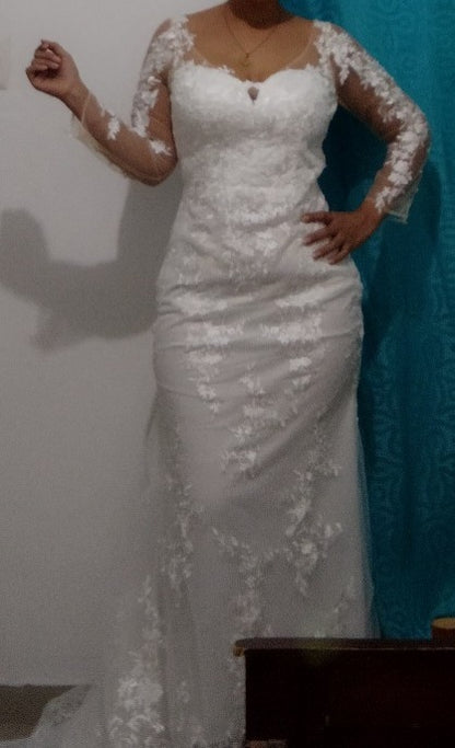 Lace Over Satin Mermaid Wedding Gown All Sizes