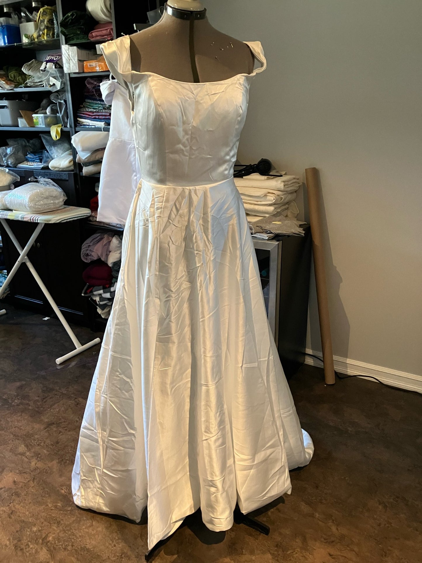 Harris Off Shoulder Satin Wedding Gown All Sizes/Colors