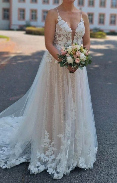 Sparkle Floral A Line Wedding Gown All Sizes/Colors