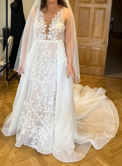 Pearled Botanical Lace Wedding Gown All Sizes