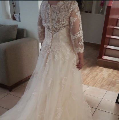 Elegant Lace Applique Wedding Gown All Sizes