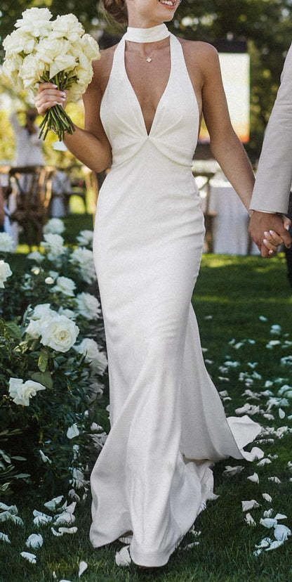 Elegant Modern Satin Wedding Gown