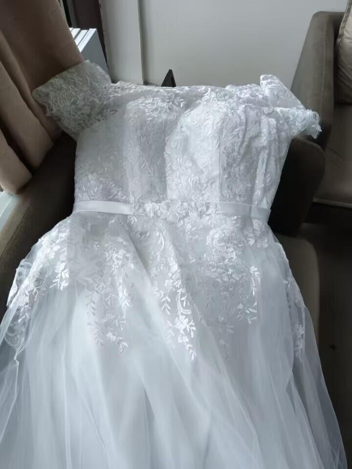 Lace/Tulle Belted A Line Wedding Gown All Sizes/Colors