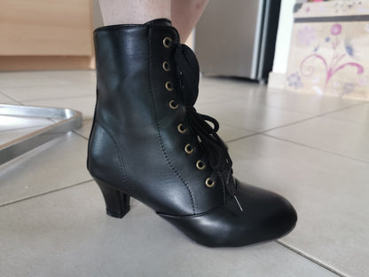 Faux Leather Victorian Style Ankle Boots