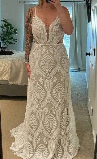 Custom Crochet Lace Boho Fit & Flare Wedding Gown All Sizes/Colors