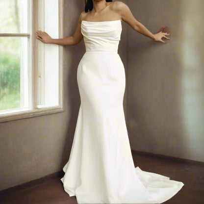 Satin Strapless Mermaid Wedding Gown