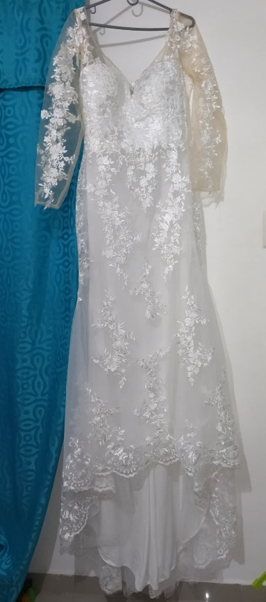 Lace Over Satin Mermaid Wedding Gown All Sizes