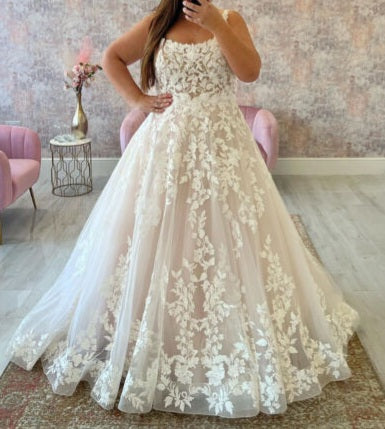 Floral Applique Tulle Wedding Gown All Sizes/Colors