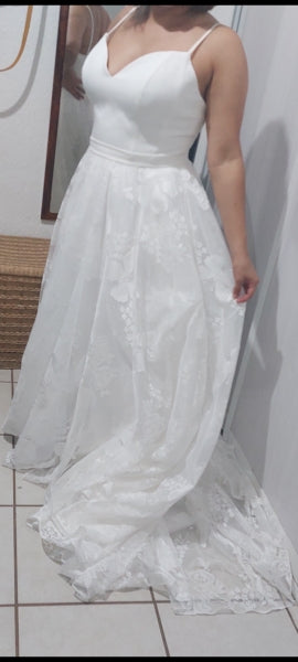 Flocked Floral Tulle Wedding Gown All Sizes/Colora