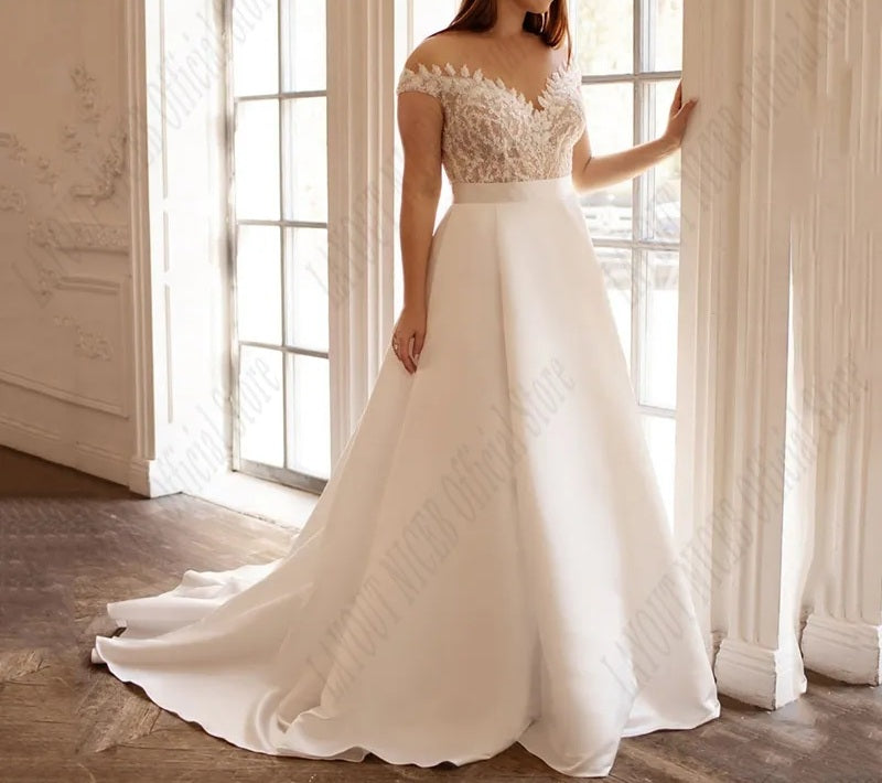 Kelly Anne Applique/Satin Wedding Gown All Sizes