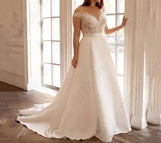 Kelly Anne Applique/Satin Wedding Gown All Sizes