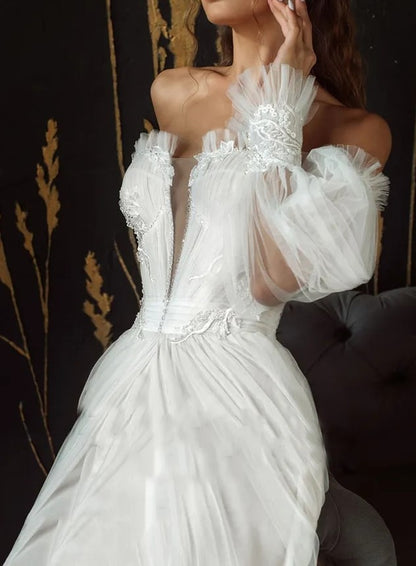 Custom Embroidered Tulle Sexy Wedding Gown All Sizes