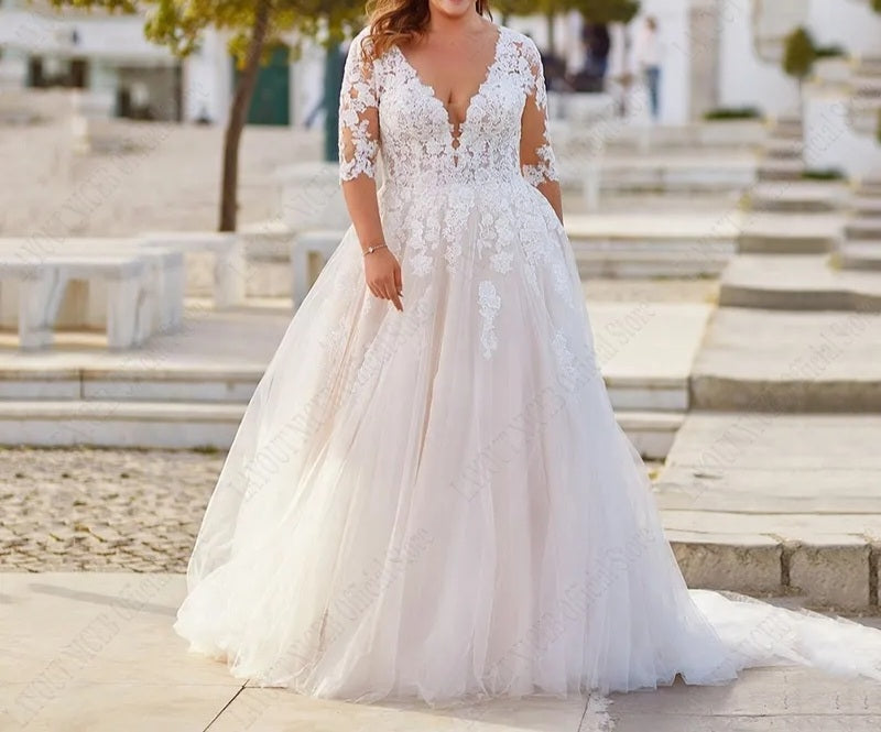 Lace Applique/Tulle A Line Wedding Gown All Sizes/Colors