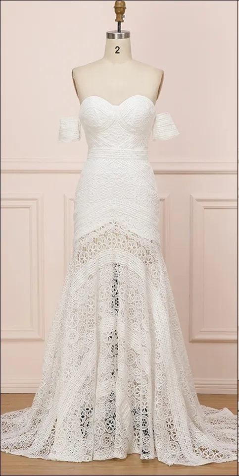 Country Crochet Lace Fit & Flair Wedding Gown All Sizes/Colors