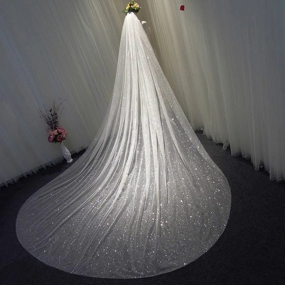 Glitter Tulle Wedding Veil Varying Lengths