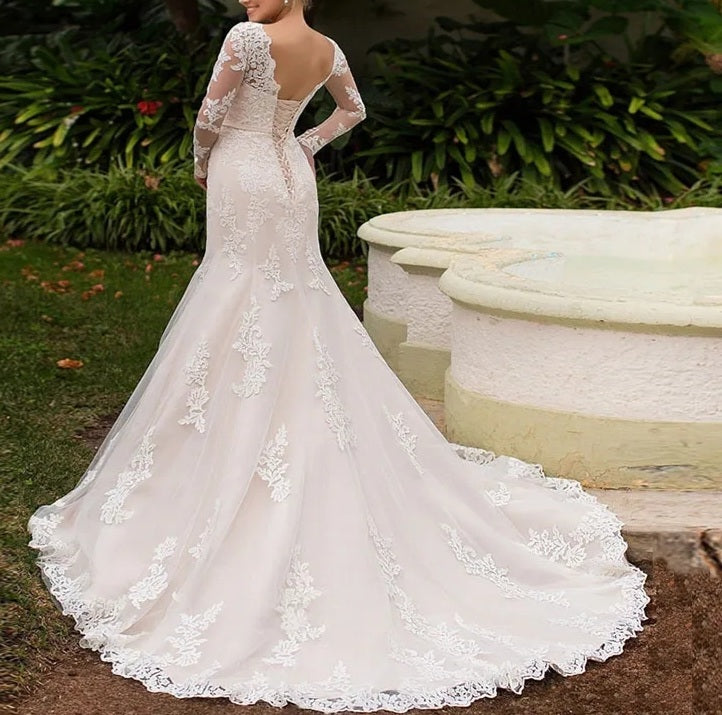 Floral Lace Trumpet Wedding Gown All Sizes/Colors