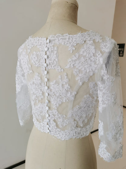 Sequined Pearl Lace Wedding Jacket