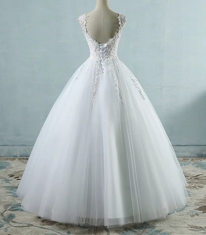 Pearled Floral Ball Wedding Gown