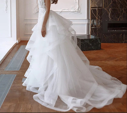 Custom Layered Organza Tulle Detachable Wedding Train All Sizes/Colors