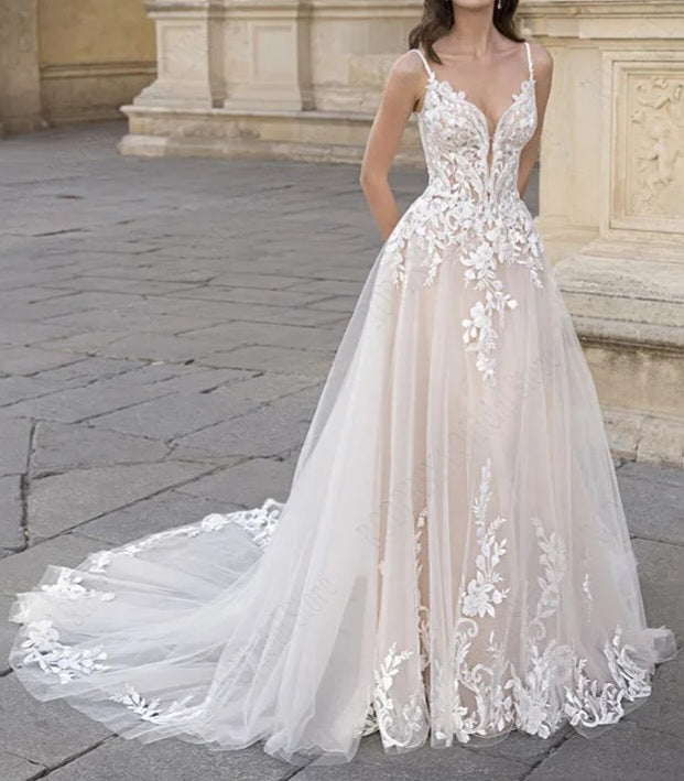 Floral Lace Summer Wedding Gown All Sizes/Colors