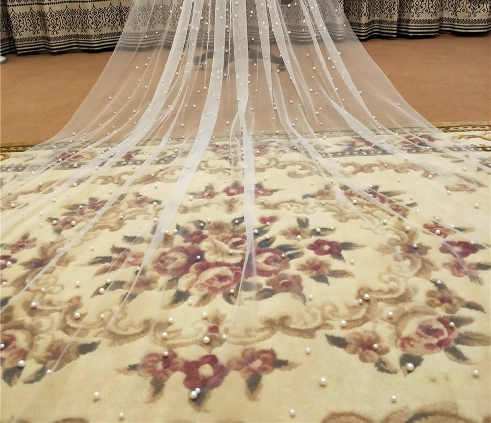 Pearl Tulle Wedding Veil All Lengths/Colors