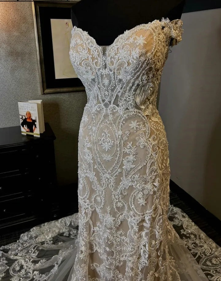 Sequined Lace Fit Flair Wedding Gown All Sizes/Colors