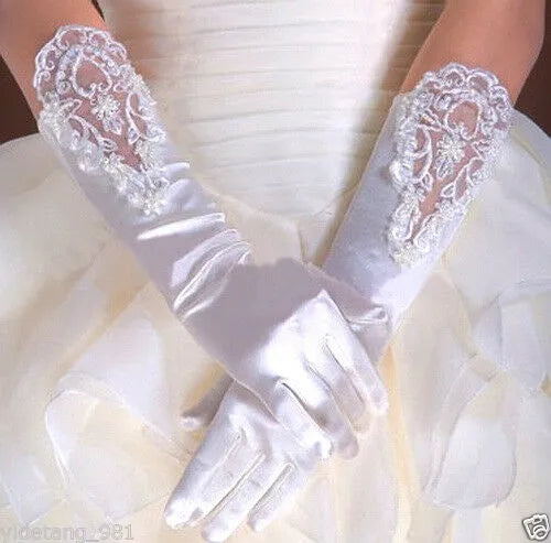 Satin/Lace Mid Length Wedding Gloves