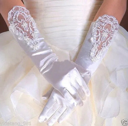 Satin/Lace Mid Length Wedding Gloves