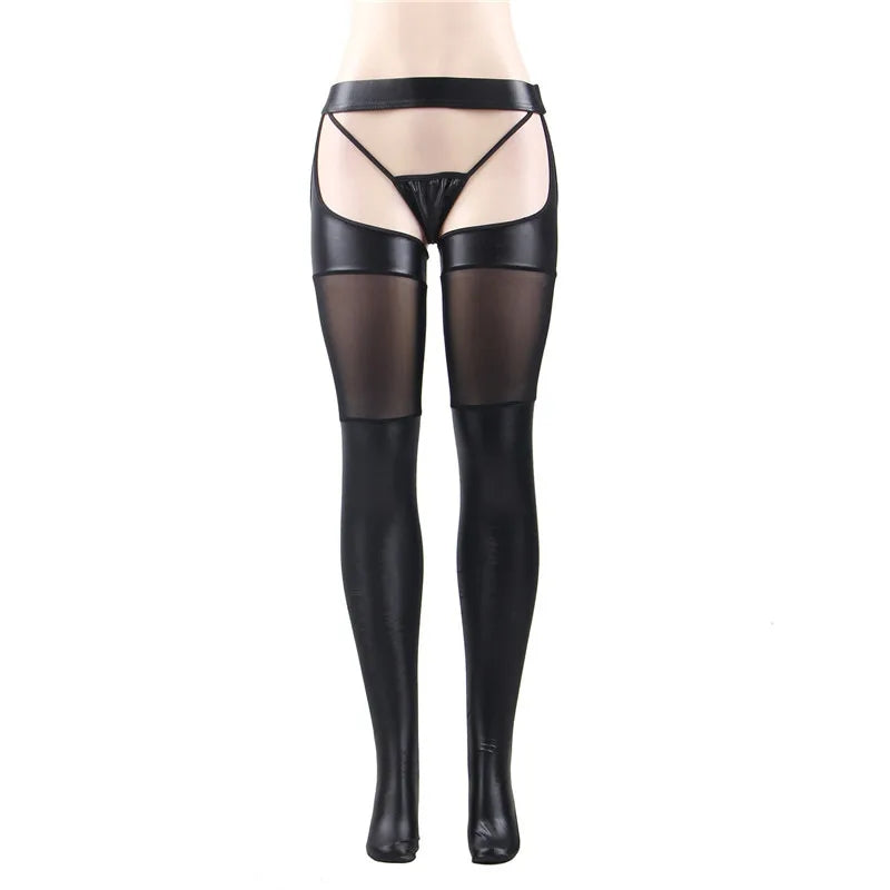 Alice Faux Leather Suspender Pantyhose