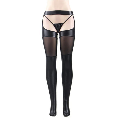 Alice Faux Leather Suspender Pantyhose