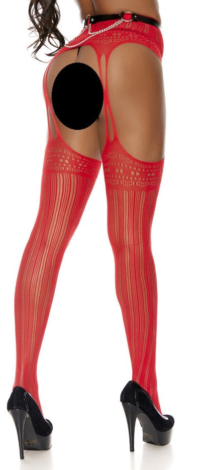 Crochet Striped Suspender Pantyhose