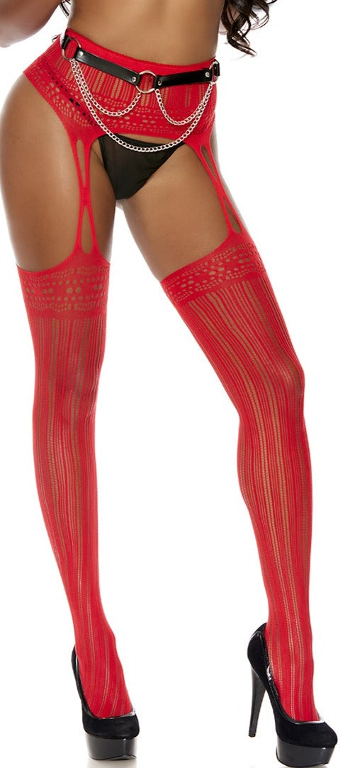 Crochet Striped Suspender Pantyhose