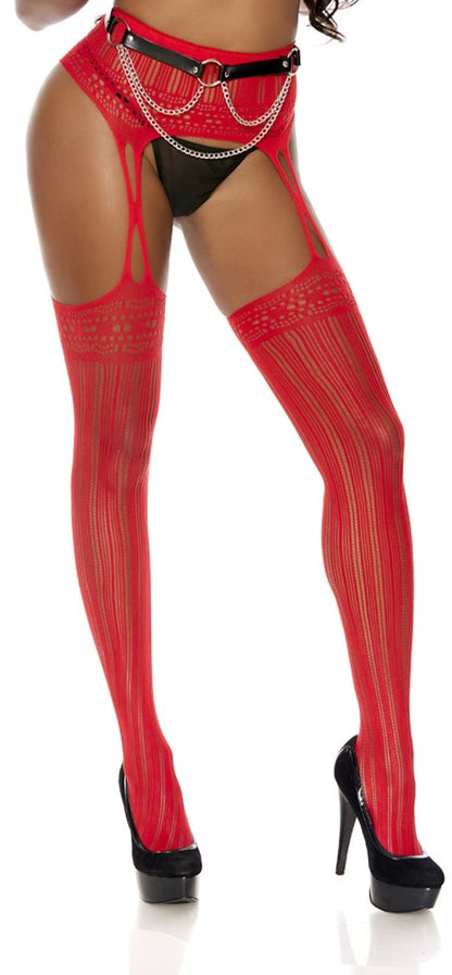 Crochet Striped Suspender Pantyhose